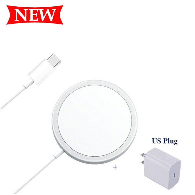 15W Originele Magnetische Draadloze Oplader Voor Iphone 12 Pro Max 12pro Qi Fast Charger Voor Iphone 12 Mini Usb C Pd Adapter Magsafing: US Plug