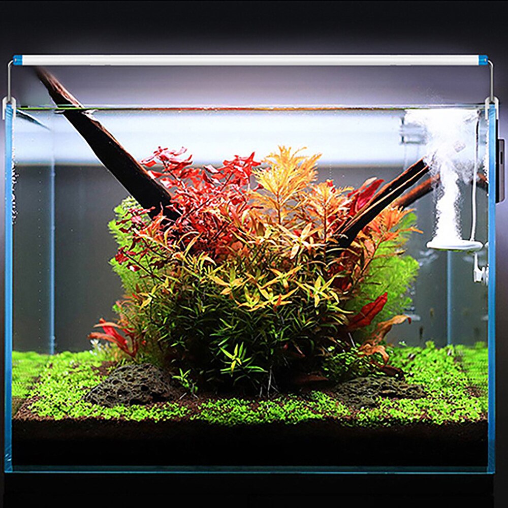 Aquarium Lighting Aquatic Plant Light Super Slim Blue LEDs 18-48CM Waterproof Clip On Lamp For Fish Tank Plant Grow Lighting