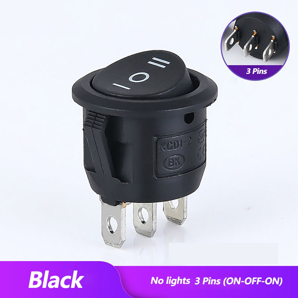 10 Stuks On/Off Knop Ac-2 Terminal Spst Tuimelschakelaar Waterdichte Cap Switcher Ronde Panel Starter Power schakelaars Voor Auto Rv: 10pcs-Black-3pins