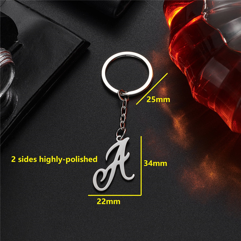 Llavero con letra inicial de A-Z de acero inoxidable para amantes, joyería antigua en inglés, colgante del alfabeto, llavero de coche, accesorios para bolso