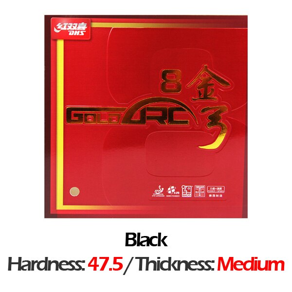 DHS-tenis de mesa GoldArc 8, Alemania tech, granos rojos o negros, goma de Ping Pong con esponja para tenis de mesa: H47.5 Medium BLACK