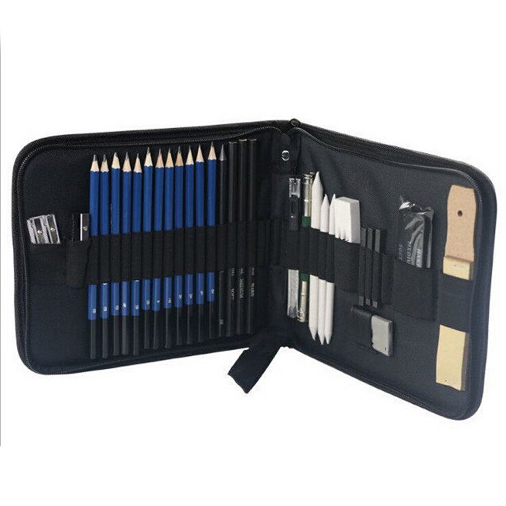 35 Pcs Professionele Schets Potlood Set Professionele Schetsen Tekening Kit Hout Potlood Potlood Zakken Voor School Studenten Art Supplies: Default Title