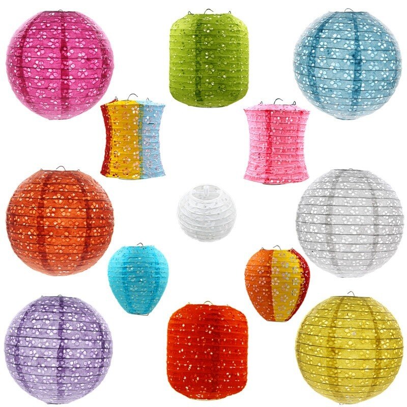 8-10-12-14-16Inch Chinese Style Hollow Paper Lanterns Wedding Paper Party Decoration Supplies Children DIY Lanterns