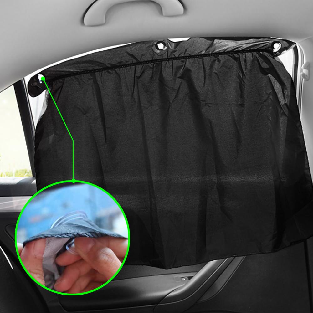 2/4 st bil solskydd auto sidofönster gardin sommarsol uv sugkopp 190t polyester taft integritetsskydd ark