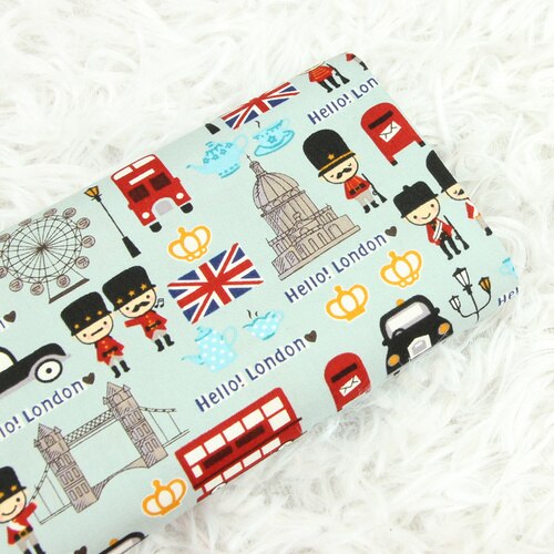 Fina tela de algodón con estampado de Hello London para decoración del hogar, tejido de costura hecho a mano, Patchwork, 110x45cm: Cotton Fabric 2