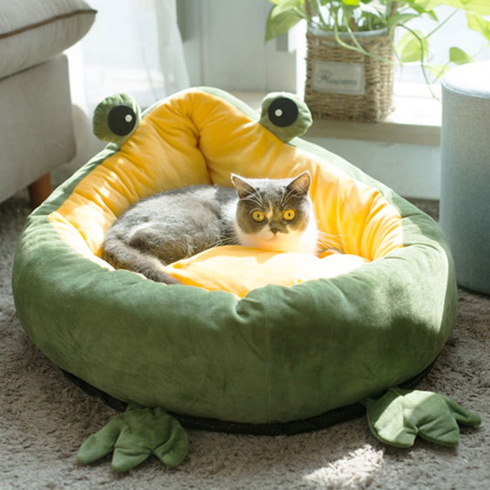 Dog Cat Bed Cute Frog Shaped Pet Supplies Puppy Kitten Cozy Nest Kennel Winter Warm Soft Sleeping Bed Cushion House