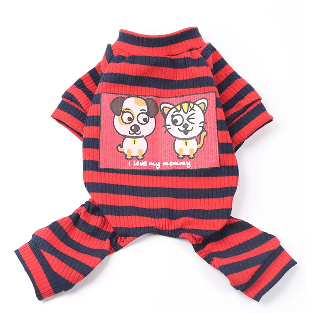 Hond Pyjama Pet Lente En Zomer Puppy Jumpsuit Home Service Huisdier Kleding Kat Kleding Pyjama Combinaiso: red navy / XS