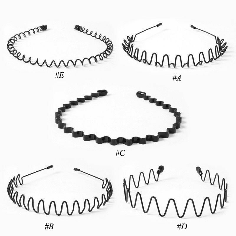 unisex männer Frauen Sport Welle Haar Band Metall Schwarz Hairband Stirnband Haarreif