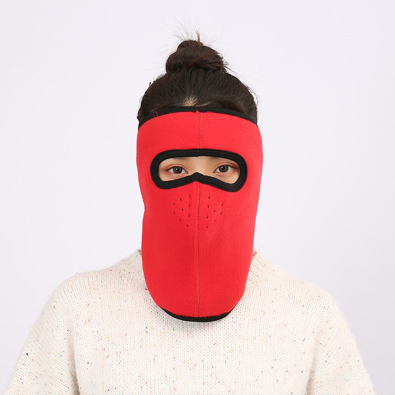 Tre-i-en-ørebeskyttelser solidt / camouflage vindtæt udendørs ørekapper unisex kvinder mænd vinterøreskærme hals varm mund ansigtsmasker: Rød