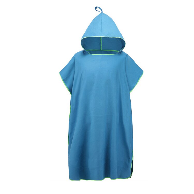Zipsoft-albornoz con capucha para hombre y mujer, de secado rápido Toalla de microfibra, Poncho para playa y piscina, fácil de cambiar: Azul cielo