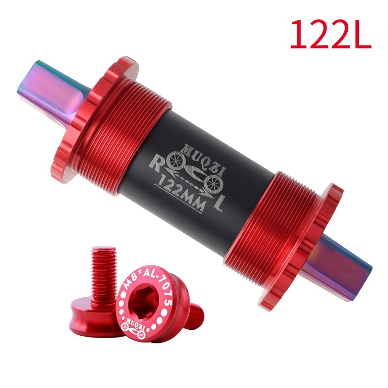Mountain Bike Titanium Alloy Square Hole Ceramic Bottom Bracket 103/107/110/113/119/122mm Folding Road Bike Bottom Brackets: Red-122mm