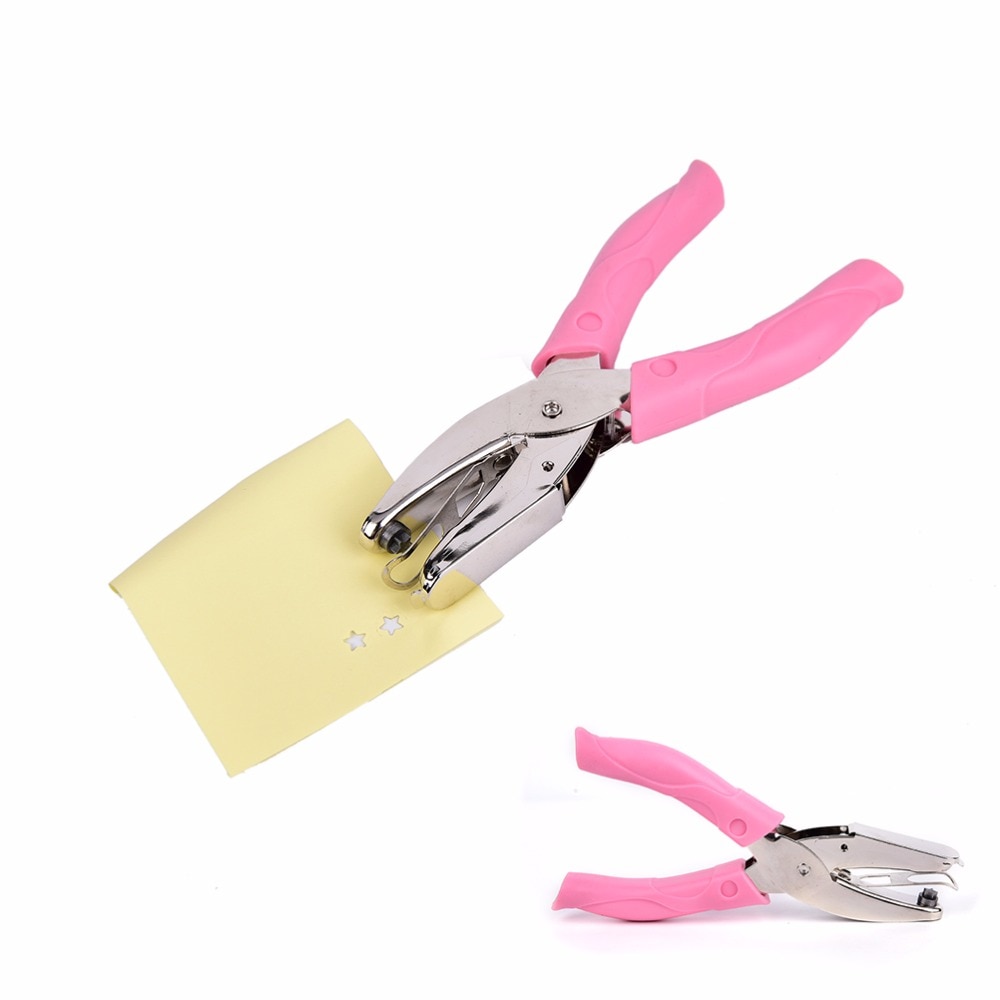 Hand-held Hole Puncher Star Shape Paper Punch ForGreeting Card Scrapbook Notebook Puncher With Pink Grip Hand Tool15.5x7.5x2.5cm