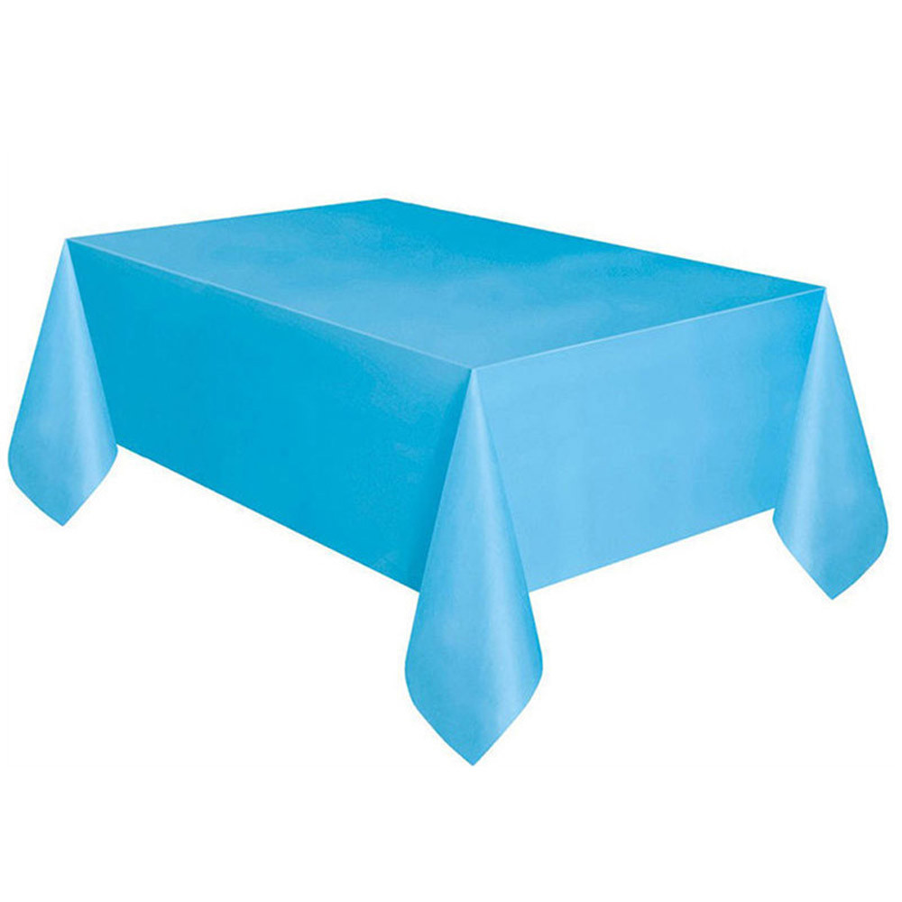 Large Plastic Rectangle Table Cover Cloth Wipe Clean Party Red White Black Tablecloth Covers for Birthday wedding christmas: SKY BLUE