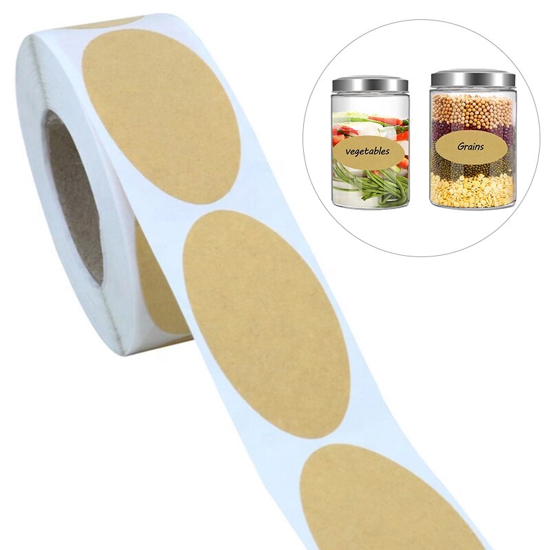300Pcs Kraft Stickers Paper Labels Blank Christmas for Jar Candle Glass Bottle Office Food Classification Kitchen Sticker