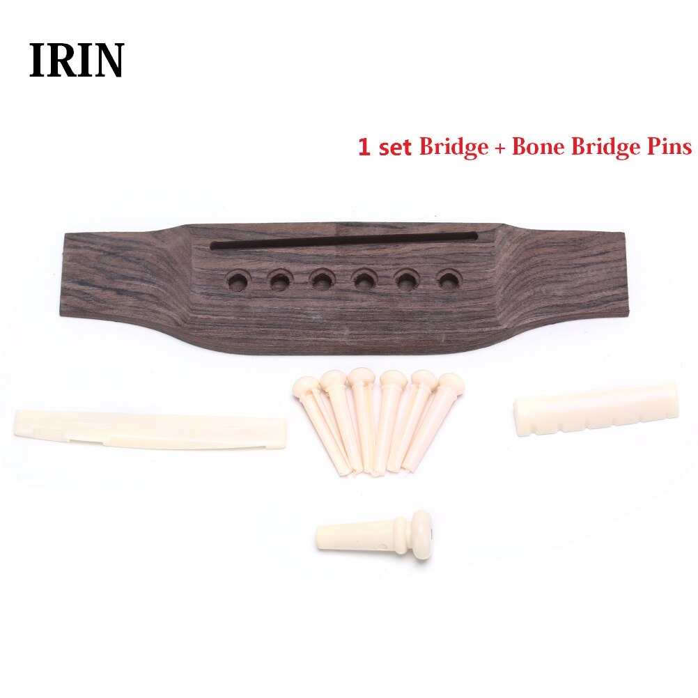 Irin 1 Set Akoestische Gitaar Bridge + Bone Bridge Pins/Zadel/Moer Zadel Gitaar Onderdelen Gitaar Code Brug code: WHITE