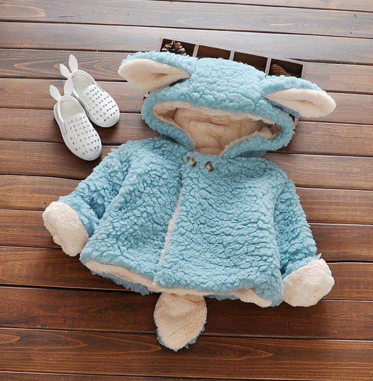 Casaco quente recém-nascido para meninas engrossar algodão roupas de inverno do bebê mais jaqueta de veludo 1-2-3 anos de idade da menina coreana da criança outerwear: blue color / 3 T