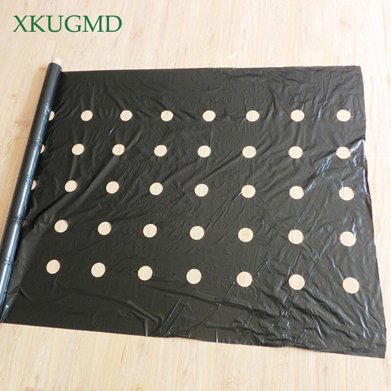 95cm*50m 5Holes 0.03mm Black Mulch Film Gardening Flower Vegetable Seedling Plants Plastic Perforated PE Film Mulching Membrane