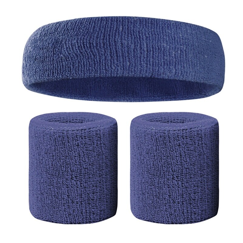 Pols Sport + 1 Pc Hair Band Wrap Bandage Fitness Hand Ademend Zweet Ondersteuning Polsband Absorberende Hoofd Wrap Katoen Set: LH
