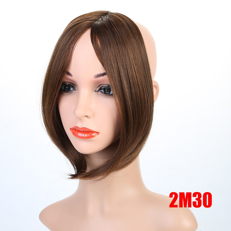 Talang naturlig pannelugg hårforlengelse på begge sider varmebestandig syntetisk pannelugg hårstykke svart rødbrun: 2 m 30