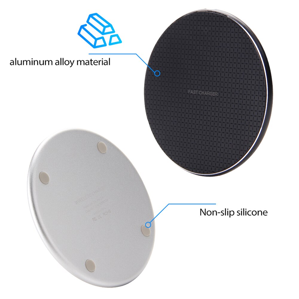 Wireless Charger Circular Wireless Recharger 7.5W/10W Fast Charger QI Standard Compatible with IOS Android