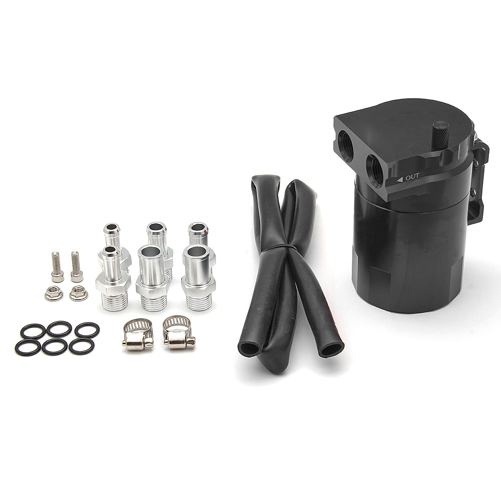 300ML Oil Catch Can Kit Universal Black Breather Aluminum alloy Tank 68mm / 2.68inches