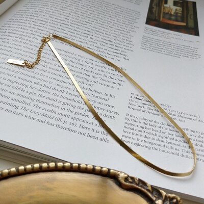 Louleur 925 sterling sølv flad slange halskæde guld bred kæde choker halskæde til kvinder hals dekoration sølv smykker: Default Title