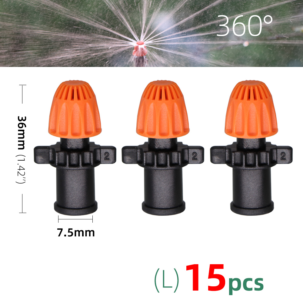 15PCS 90°/180°/360°/Strip Garden Watering Nozzles Irrigation Spraying Sprinklers Angle Optional Stakes Barbs Screw Connectors: Lx15pcs
