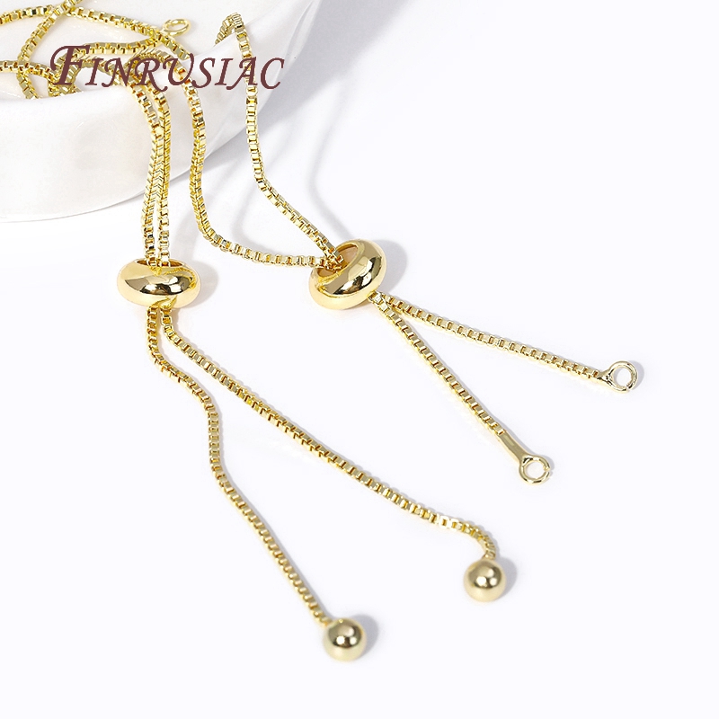 Componente de pulsera de cadena de caja chapada en oro de 18 quilates con cuentas de inserción de silicona para collar DIY, accesorios para hacer joyas al por mayor