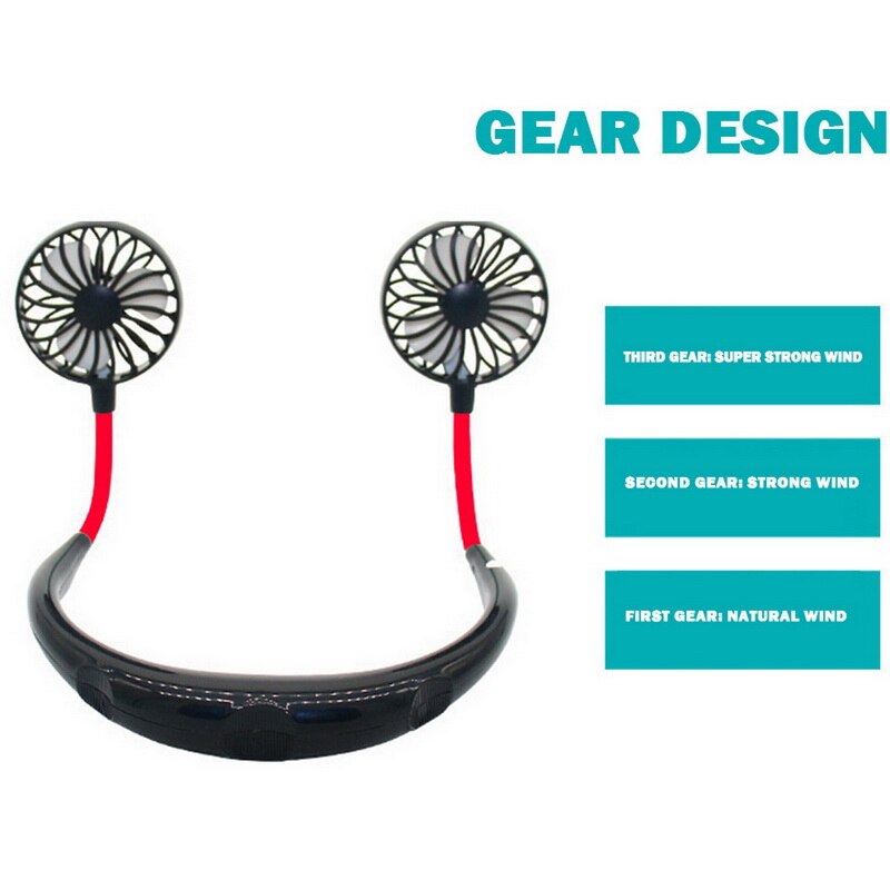 Til justerbar 7 blad mini usb genopladelig ventilator bærbar hals sport fan halsbånd skrivebord hånd air fan conditioner
