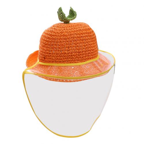 Multifunktion barn anti-spott anti-damm heltäckande sköld flätad hink hatt skyddslock resistent mot virus hatt mask: Orange