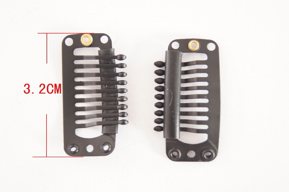 50pcs/bag 3.2cm 9-T-Tube Stainless Steel Snap Comb Wig Clip For Hair Extensions
