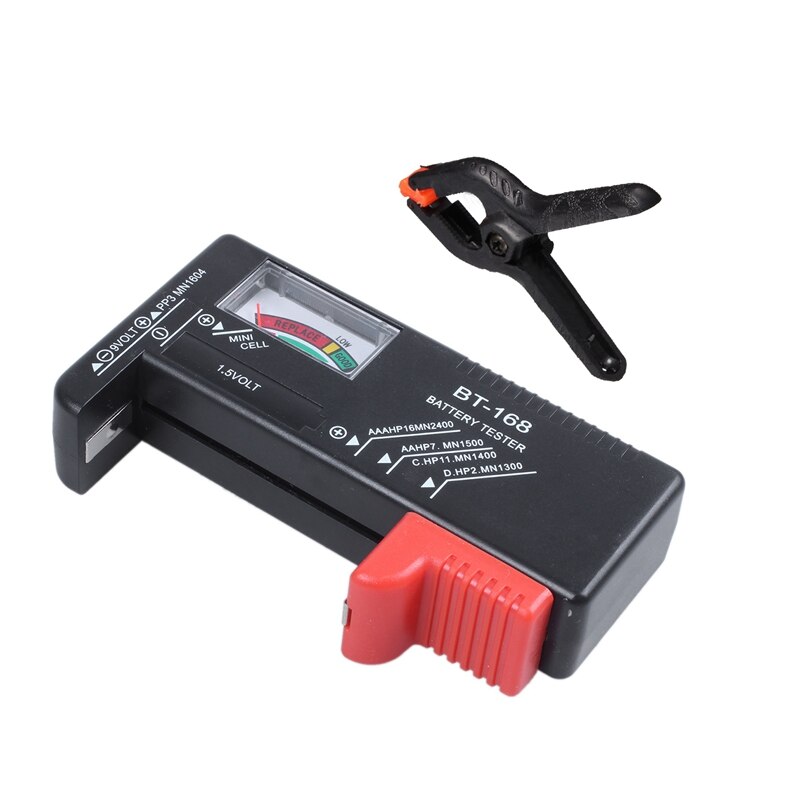 2 uds accesorios: 10 Uds Luz de estudio fotográfico, fotografía de pinzas para sujetar fondo y 1 Uds BT168 Universal probador de la batería