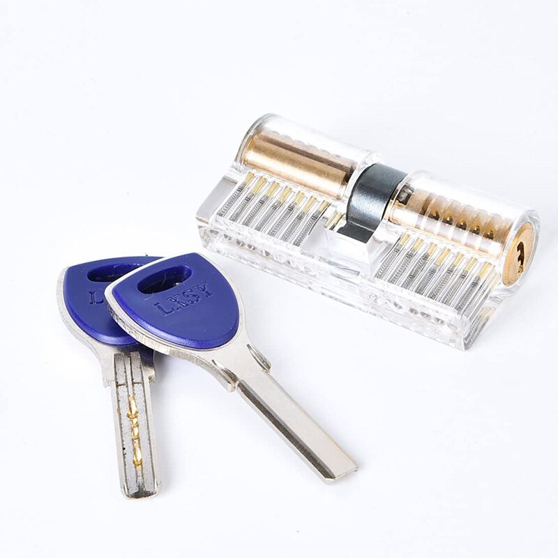 Lock Pick Set Padlock Tools Set Training Tools Transparent Cutaway Practice for Beginner&Locksmiths: Brown