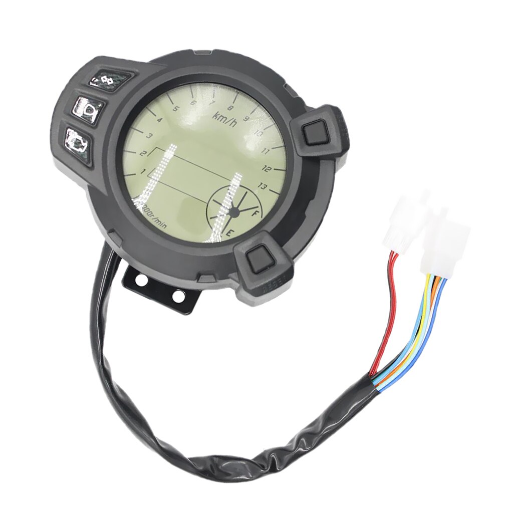 Motorcycle Digital Light LCD Speedometer Odometer Tachometer, 7 Color Display Oil Level Meter, Universal