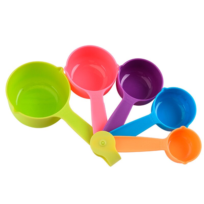5 Pcs Rainbow PP Measuring Cups and Spoons Kitchen Tools Gadgets Cooking Baking Tool Set Safty Food Meaure Accessories