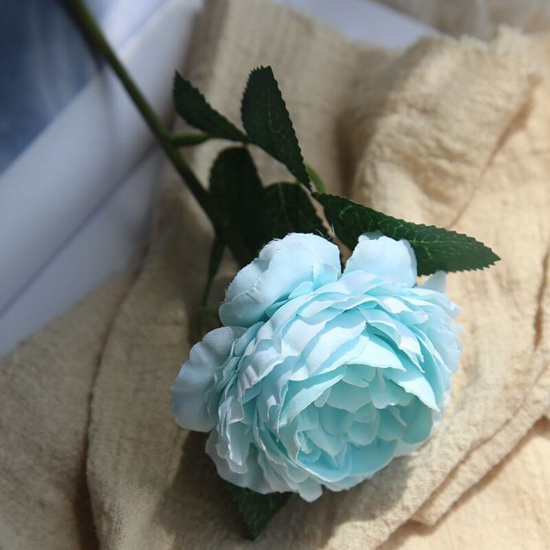 1 Hoofd/Boeket Pioen Kunstbloemen Zijde Pioen Boeket Zijdepioen Bruidsboeket Voor Bruiloft Decoratie Nep Bloem: Blue