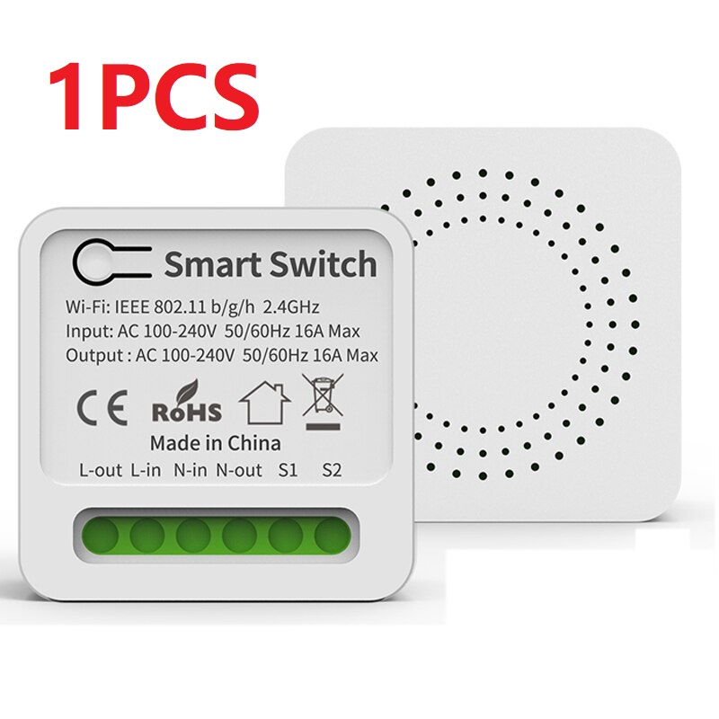 Wifi Mini Smart Switch 16A DIY Light Switch 2 Way Wireless Control Smart Home with Tuya Smart Life Alexa Alice Google Home: pakiet 1