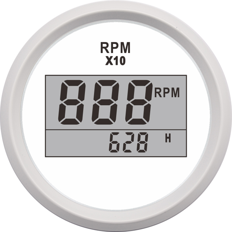 Digital 0-999RPM Tachometer for Boat Car 52mm Gauge Tacho LCD Engine Truck Gauge with Hoursmeter Red Back Tacho: WW-RPM