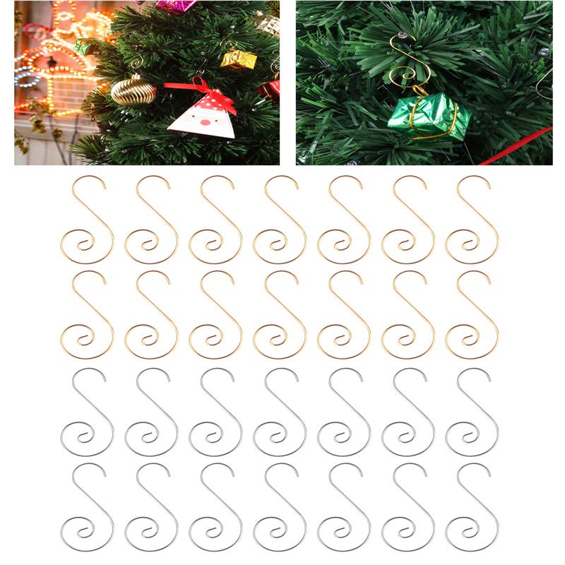 160Pcs Rvs Haken Kerstboom Opknoping Decoratieve Haken S Vormige Haken Voor Kerstversiering Gouden Zilver