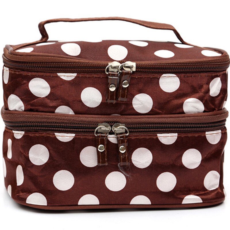 Travel Polka Dot Woman Cosmetic Bag Double Layers Storage Makeup Bag Large Capacity Practical Convenience Lady Makeup Bags