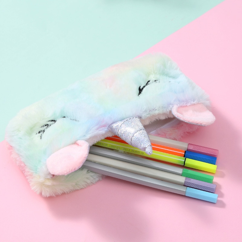 Cartuchera arcoíris Rosa niña unicornio, bolsa de almacenamiento de papelería, papelería Escolar, artículos escolares