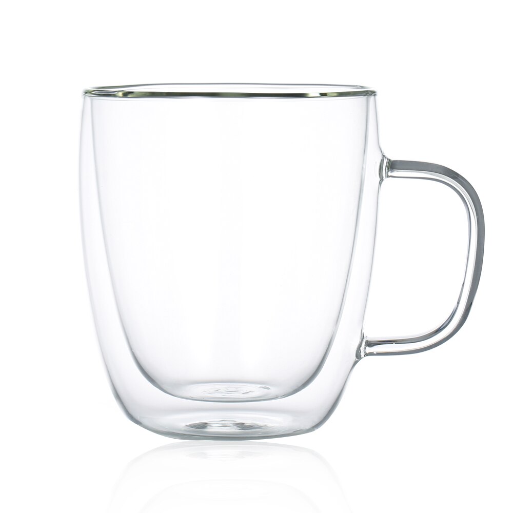 Homgeek Glas Cup Dubbele Koffie Mokken Met het Handvat Mokken Drinken Thermische Isolatie Dubbele Wand Glazen Beker 350ml