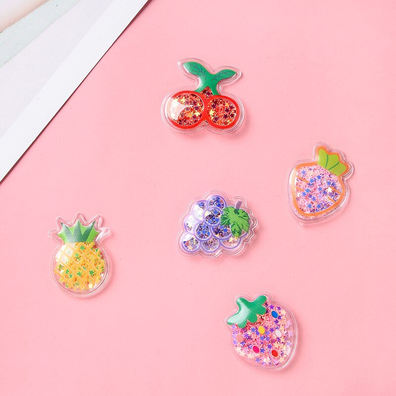 20Pcs Lucency PVC Fruit Quicksand Sequins Scrapbook Patch DIY Craft Supplies Sewing Girls Handmade Hair Tie Hairpin Accessories