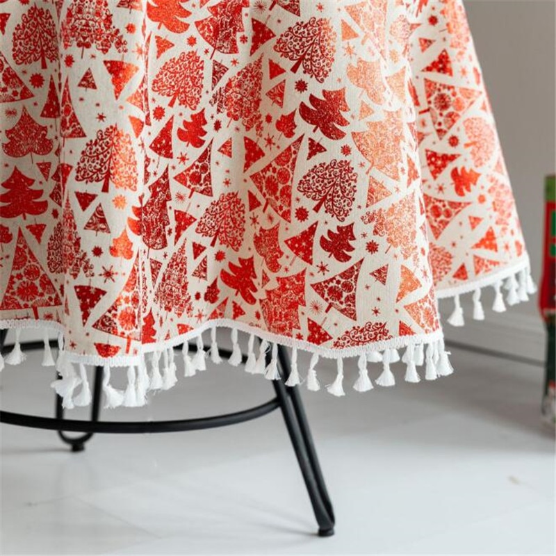 Round Linen Tablecloth Christmas Table Cloth Desk Cover Table Decoration Christmas Decor Decorations for Home Mantel De Navidad