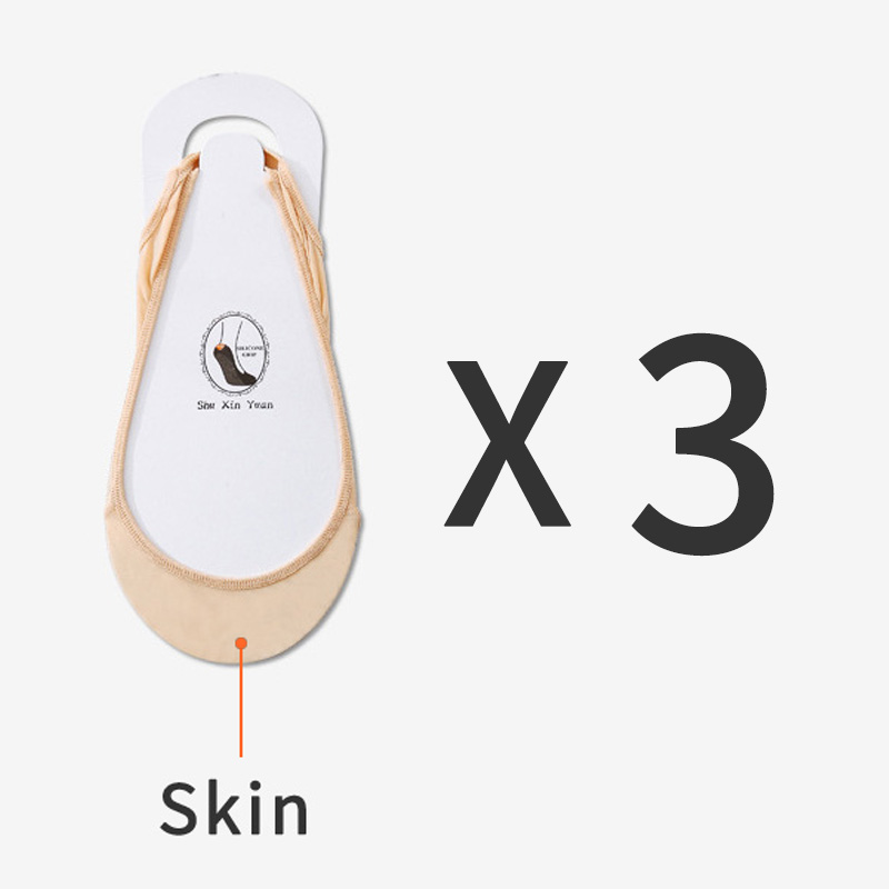 3 Pairs Invisible Boat Socks Women Summer Silicone Non-Slip Socks for High Heels Shoes Ice Silk Thin Half-Palm Suspender Sock: Skin