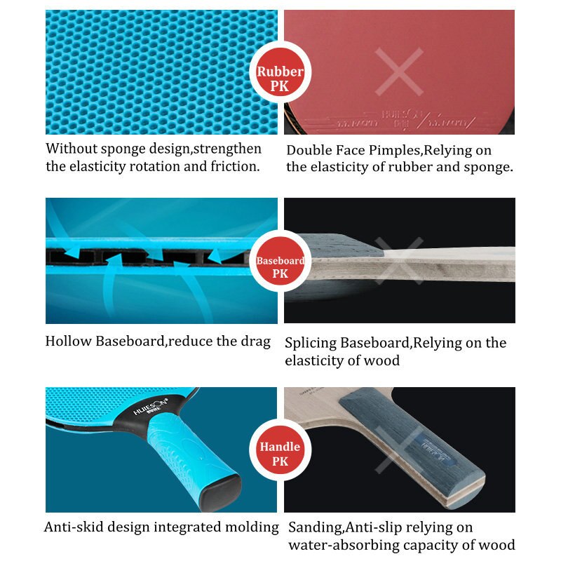 HuIESON Table Tennis Bats Badminton Racket Sets Long Handle Ultralight Pingyu Indoor Sports Racquet with 3 Balls