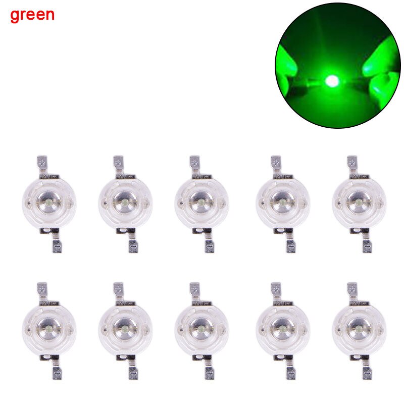 10pcs/lot 1W High-Power LED lamp Bulb Diodes Highlighting Lights Bead HighPower Lamp Beads 1.5cm*0.8cm: green