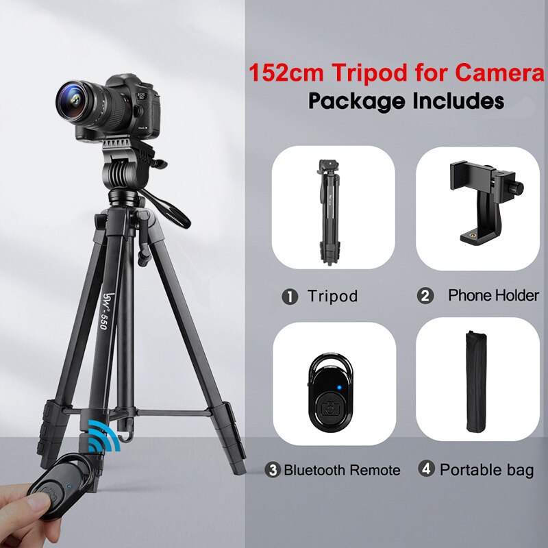 Tripod for Phone Lightweight Smartphone Camera Tripods with Phone Holder Bluetooth Photography Tripod for Canon Sony DSLR: 550-1