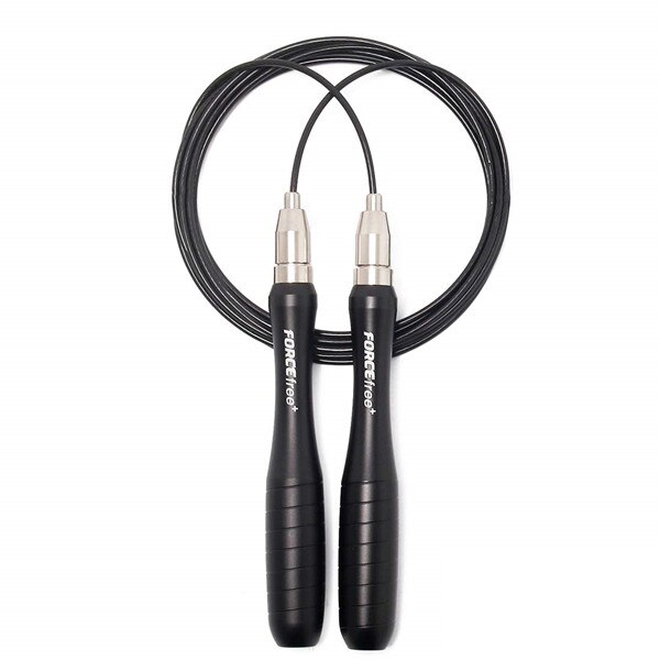 Forcefree+ Fitness Speed Jump Rope Self-Locking Adjustable Metal Skipping Ropes for Crossfit Workout Jumping Training: Black
