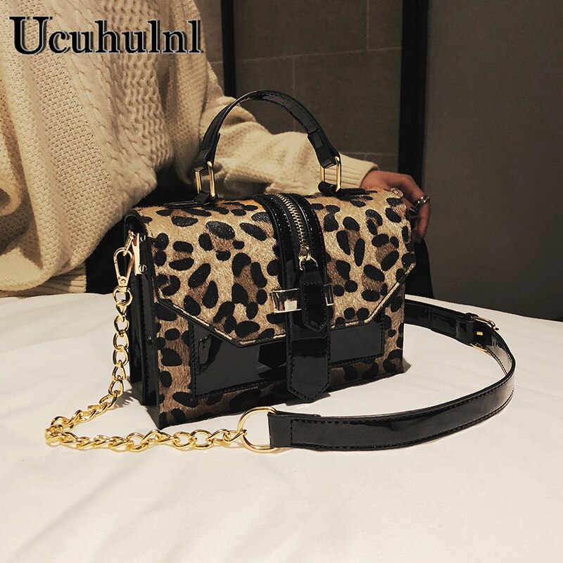 Leopard print små flap tasker kvinder taske over skulder luksus håndtasker kvinder tasker dame læder plys messenger taske